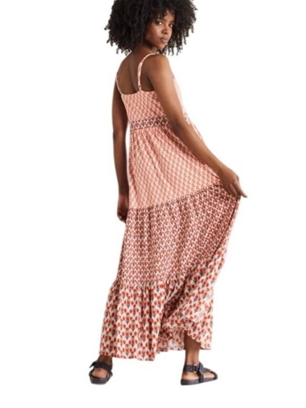 Boden Strappy Jersey Maxi Dress – Woodblock Bloom | Size 8R | EUC - Picture 2 of 9